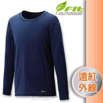 維特 FIT 男新款 遠紅外線圓領保暖內衣_FW1501 丈青色