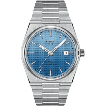 TISSOT 官方授權 PRX系列 漸層款酒桶形機械錶/冰藍/40mm/T1374071135101