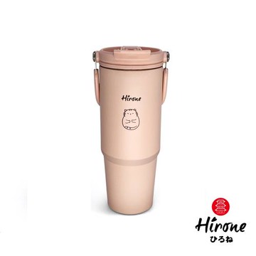 【日本Hirone】316不鏽鋼手提雙飲保溫杯900ml(櫻花色) DG1015D10003