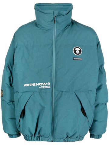 AAPE BY *A BATHING APE® - logo-patch padded jacket - men - Nylon/Cotton/Polyester/Nylon - S - Green