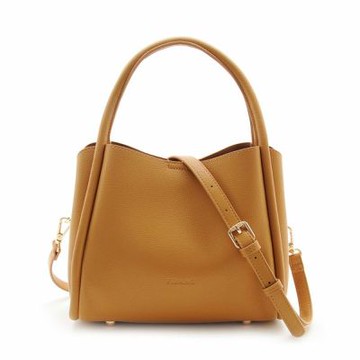 FIRANO-曲線邊皮革兩用包(黃褐色)