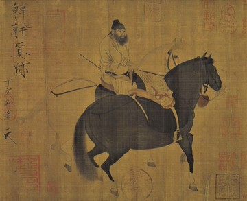 仿古畫國畫名畫復制品唐韓干牧馬圖40-32厘米裝飾掛畫心