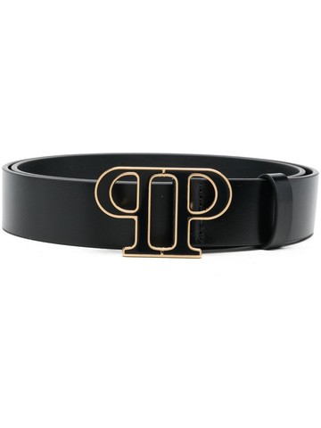 Philipp Plein - logo-motif leather belt - men - Calf Leather/Calf Leather - 110 - Black