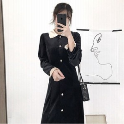 ワンピース 冬 秋 ロング 長袖 ロングワンピース 秋冬 冬 長袖 ベロア ワンピース 英国風 かっこいいワンピース 可愛い ワンピース ベル 通販 Lineポイント最大get Lineショッピング