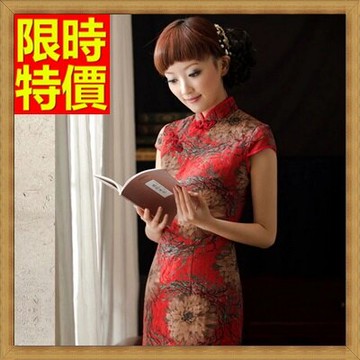 旗袍短禮服-唐裝鮮紅楓花短款設計滾邊中式女連衣裙65o29【獨家進口】【米蘭精品】