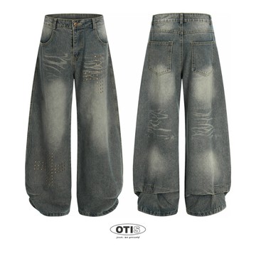 【OTIS】 「現貨速出」古色鉚釘 舊色 長褲 牛仔褲 街頭 美式 寬鬆 男女 中性 落鞋
