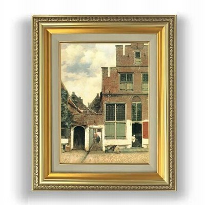 フェルメール デルフトの小路　F4【油絵 直筆仕上げ 複製画】 4号　油彩　風景画　477×387mm 送料無料