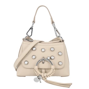 SEE BY CHLOE JOAN 山羊皮水鑽墜飾迷你肩背/斜背包(米白)