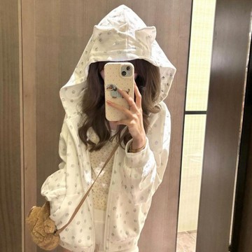 【連帽狗耳朵】MY女裝連帽衛衣 狗耳朵 狗爪印 開衫上衣 寬鬆 薄款 春秋新款 情侶外套 慵懶風 上衣 犬