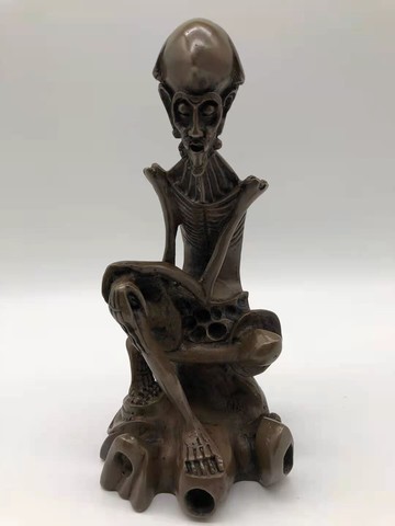 純銅骷髏頭創意家居裝飾達摩祖師客廳辦公室裝飾擺設古玩收藏