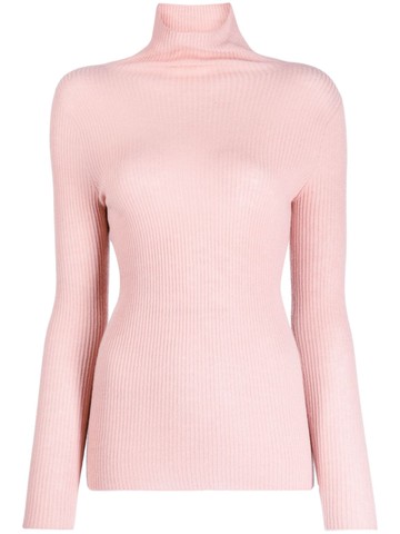 Fabiana Filippi - roll-neck ribbed-knit jumper - women - Silk/Cashmere/Wool - 48 - Pink