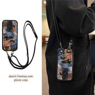 適用OPPOA9手機殼斜挎拼接小狗狗A5全包A11X軟硅膠k11x帶掛繩11x女k12x可愛k12x套K12潮流k7個性新款