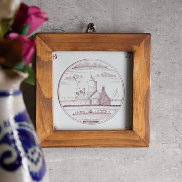 18世紀荷蘭手繪Delft Blue風格古董瓷磚掛飾/台夫特/代爾夫特藍