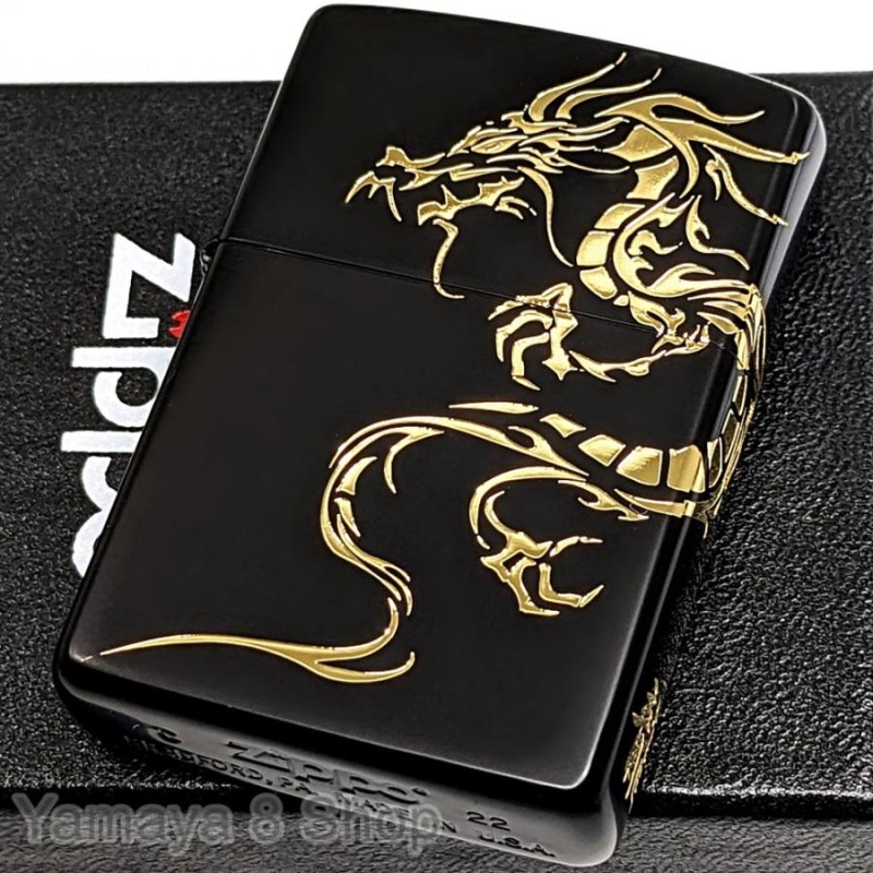 ZIPPO ジッポー ライター タトゥートライバル 龍 ２面彫り ブラック 和