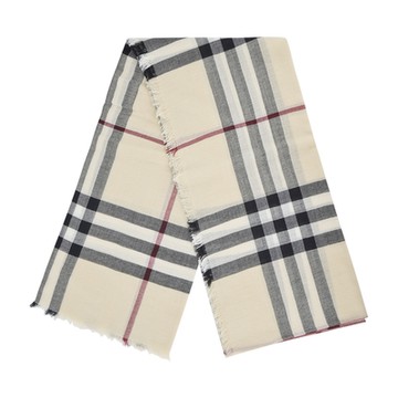 BURBERRY格紋羊毛圍巾(石色)