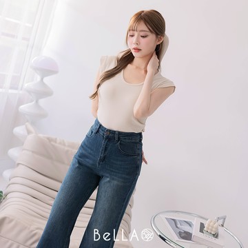 【1+1優惠】BeLLA 腰抽皺顯瘦上衣 杏色