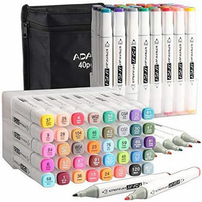 Adaxi マーカーペン イラストマーカー 40色セット油性マーカー ペンスタンド 付き 太字 細字 2種ペン先 漫画用品 子供 ギフト 景品 建築 通販 Lineポイント最大0 5 Get Lineショッピング
