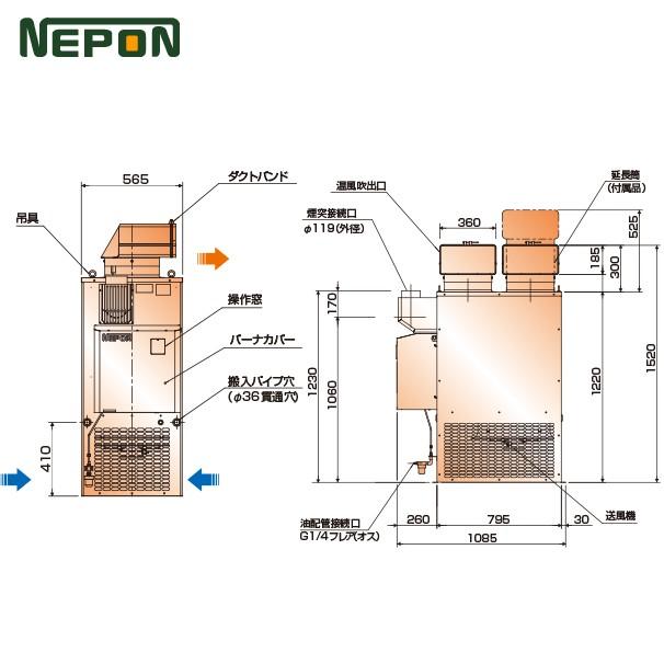 ネポン｜ 小型温風機 上吹タイプ KA-405TE_2　AC200V 三相