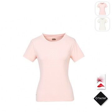 【FILA】女性 短袖 萊卡彈性 圓領T恤-粉色 5TEZ-1611-PK
