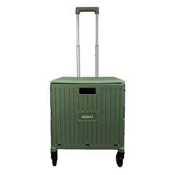 hooray 四輪折疊購物箱升級款65L 手拉箱 露營拖車收納箱 可折疊購物車  軍綠  1個