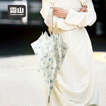 日本霜山 水彩花卉8骨晴雨兩用長柄傘-多色可選