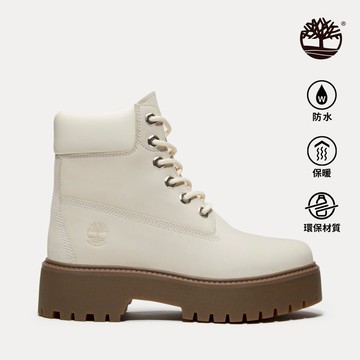Timberland 女款象牙白Stone Street 6吋厚底防水靴|A2H3CEX4