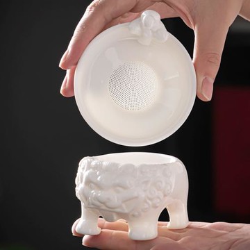 德化羊脂玉白瓷高檔茶漏茶濾全瓷一體茶濾泡茶過濾器茶隔茶具配件