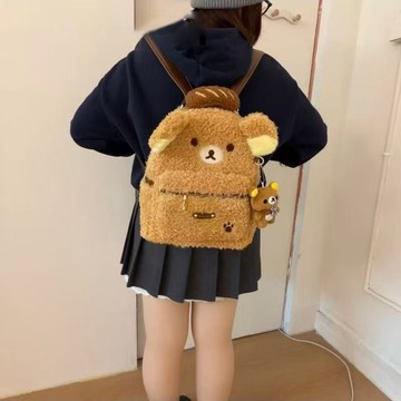 🔥熱賣🔥新款可愛卡通小熊書包大容量毛絨輕便學生揹包高顏值少女心雙肩包