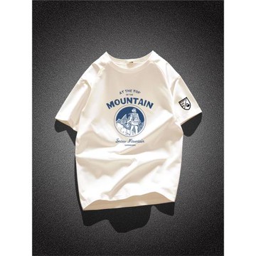 法國伯爵男士短袖t恤純棉夏季大碼寬松2025新款圓領重磅衣服潮牌