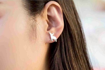 吉娃娃耳針式-耳環-狗狗背影系列-(可改夾式)抗敏醫