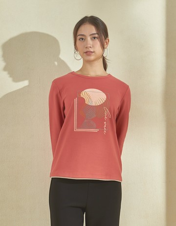 ★【喜芝梅】野柳女王 多層次藝術印花寬鬆長袖上衣(五色；F) 224990138