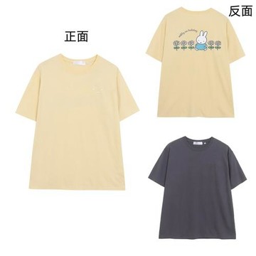 外貿日韓風夏季卡通刺繡 背后兔子印花短袖T恤女簡約百搭休閑上衣