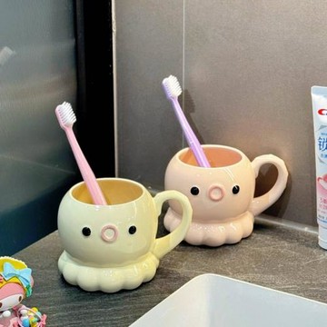 高顏值可愛章魚陶瓷漱口杯家用衛生間洗漱杯子情侶刷牙杯兒童牙缸