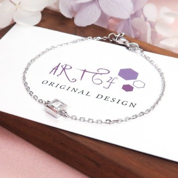 【ART64】純銀祝福 悠然午後 小鑽手鍊 925純銀 白K金色 女生禮物 情人節禮物 生日禮物