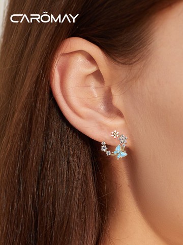 森系蝴蝶花朵ins少女耳釘簡約復古個性耳環韓國網紅氣質耳墜耳飾