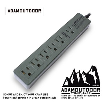ADAMOUTDOOR┃家用款1切6 延長線1.8M(軍用綠) -  ADPW-W31618(G)