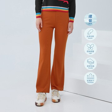 ILEY伊蕾 復古運動刺繡微喇抽繩長褲(磚色；M-XL)1234366404