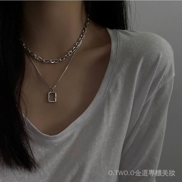 雙層韓國簡約疊戴項鏈女潮網紅小衆細頸嘻哈ins冷淡風吊墜百搭 AVSZ