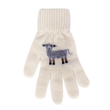 紐西蘭100%純羊毛手套*天然羊毛米白色(羊咩咩)