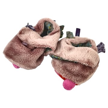 Moulin Roty 喬麗絲女寶寶專用保暖鞋套禮盒 0-6個月 法國柔軟布料精選  12 x 12 x 4.7cm  粉紫