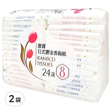 Kanboo 康寶 日式鬱金香 雙層面紙隨身包 180 x 206mm  32包  2袋