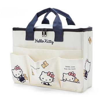 【震撼精品百貨】凱蒂貓_Hello Kitty~日本SANRIO三麗鷗 Kitty尼龍多口袋手提收納箱 L (米動作款)*00701