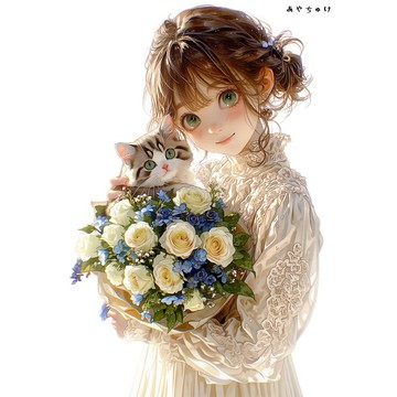 【4 月新品 3】07-120-0202 人物貼紙 春日女孩與動物
