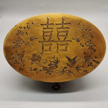 仿古純銅雙喜首飾盒百寶箱福字首飾盒浮雕印花盒子首飾珠寶收納盒