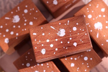 【潑墨】沙比利紅橡膠手帳基礎百搭潑墨點打底復古木質印章