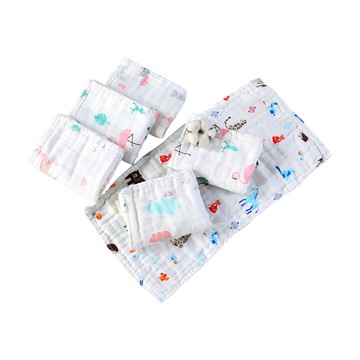 【10條入】兒童口水巾六層紗高密褶皺泡泡棉餵奶巾長方巾25X50cm