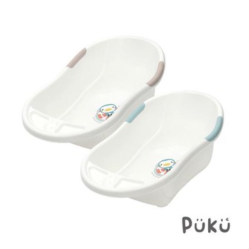 【PUKU藍色企鵝】雙色浴盆L 水色/米色