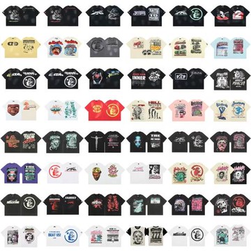 2025美潮高街地獄之星HELL男女重磅水洗做舊休閑寬松復古短袖T恤