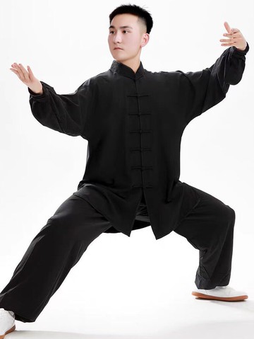 太極服男新款春秋季麻紗比賽表演出太極拳練功服裝女八段錦