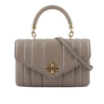 TORY BURCH Kira 直條縫線皮革手提/斜背迷你二用包(灰色)